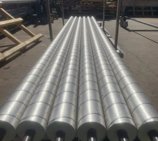 long rows of pre-insulated pipes